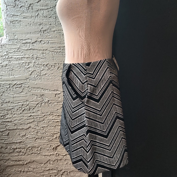 🆕 Express Black & White geometric zig-zag Striped midi skirt with pockets_XS - Picture 4 of 13